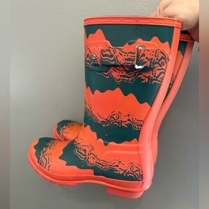 Hunter Short Rain Boots Women's Size 8 Pink Storm Stripe Waterproof Rubber
